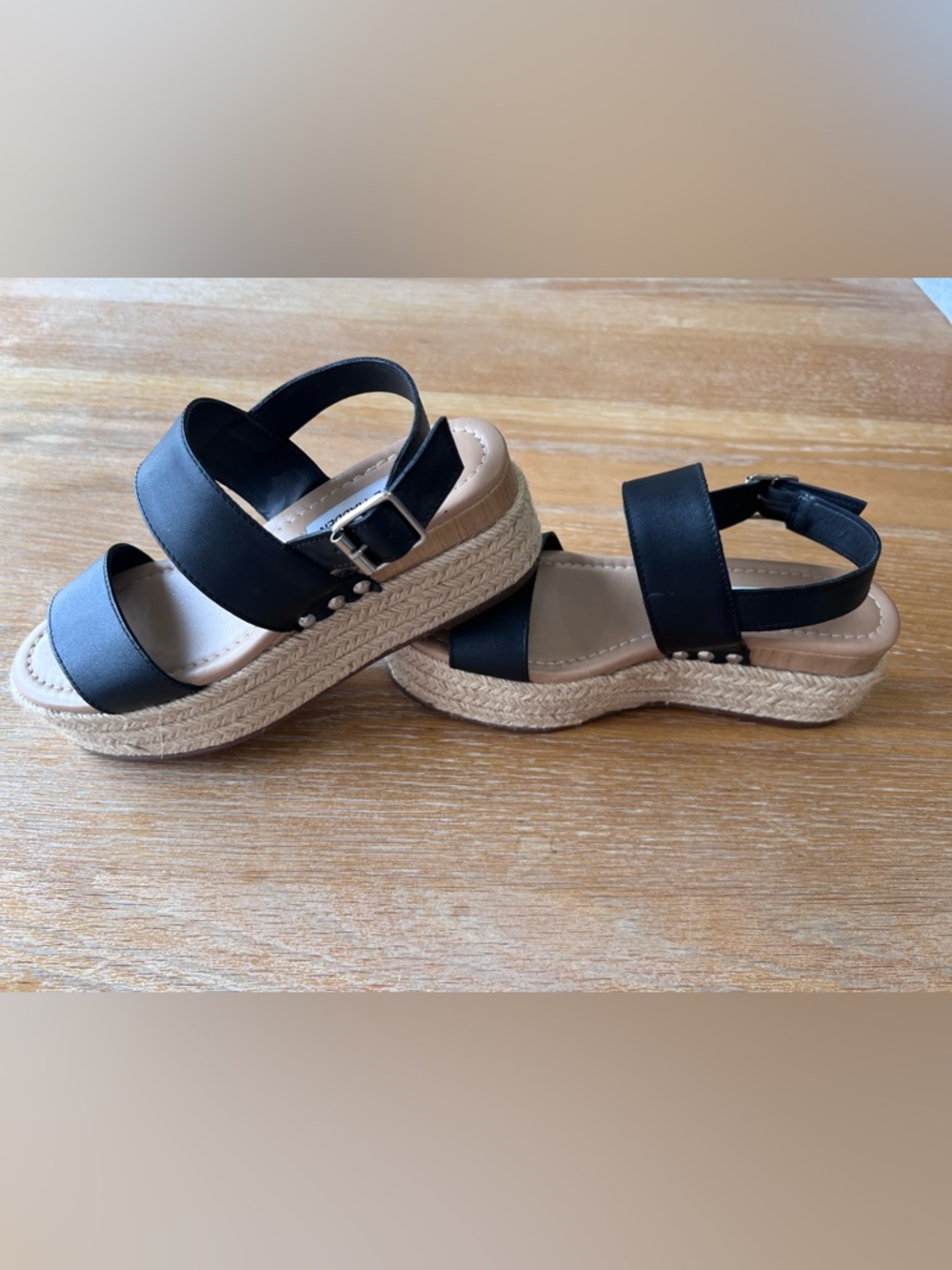 Steve Madden Black Strappy Platform Sandals - Picture 4 of 5